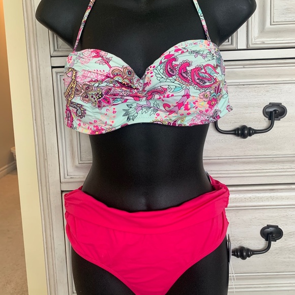 Anne Cole NEW WITH TAG MEDIUM r High-Waist Ruched/ Convertible Bikini Bottoms - Picture 10 of 13